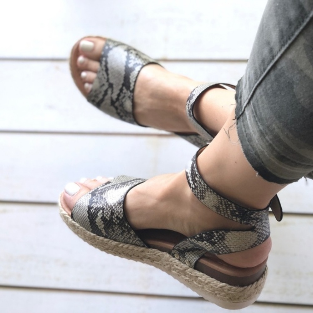 Snake Ankle Strap Espadrille Platforms